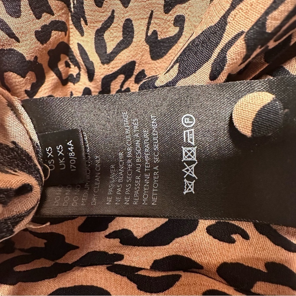 Anthropologie McKenzie Mock Neck Leopard Print Black & Tan Tunic Midi Dress XS - Picture 11 of 16